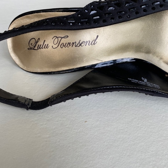 Lulu Townsend Black Upper Leather Black Rhinestone Covered Heels Pumps Size 8.5 - Picture 7 of 14